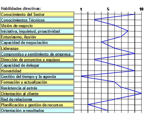 En el siguiente cuadro mostramos un ejemplo del perfil de un directivo de un centro deportivo 